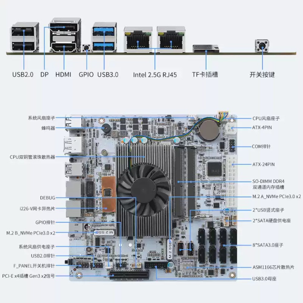Mini‑ITX White M11 NAS Motherb - Nas Motherboard 8 Sata Mini Itx review and price